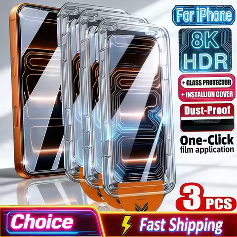 1-3PCS 8K Tempered Glass For iPhone 17 Pro Max 15 13 12 16 Pro Max 14Plus Air Oleophobic Coating 9H 