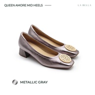 LA BELLA รุ่น LB AMORE QUEEN MID HEELS - METALLIC GRAY
