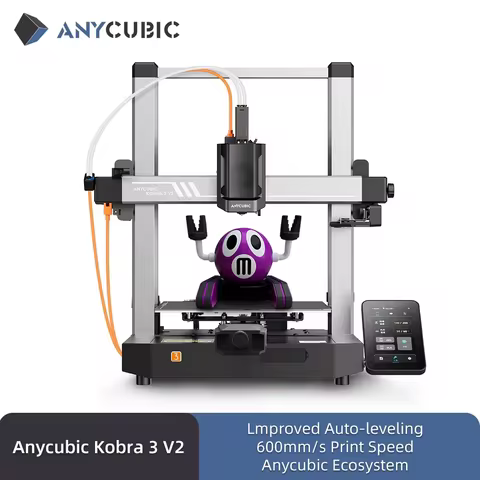 ANYCUBIC Kobra 3 V2 AE Version 600mm/s Fast Printing 3D Printer 8 Colors ACE Pro Filament Auto Dryin