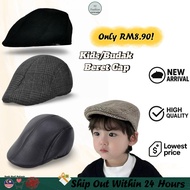 Budak/Kids Beret Cap Unisex (54CM)Houndstooth Newsboy Flap Cabbie Hat Cotton Golf Hat Boy Girl