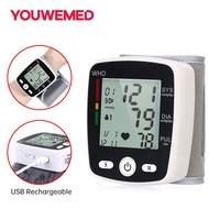 Voice Broadcast Wrist Blood Pressure Monitor USB Rechargable Heart Rate Monitor Digital Sphygmomanometer