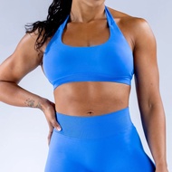 DFYNE Halter Sports Bra Seamless Shock Absorption Yoga Hip Lift Fitness Shorts Set