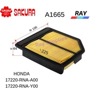 SAKURA AIR FILTER A1665 17220-RNA-A00 HONDA CIVIC 1.8 (FD1,FD2,FD4,FD7,FA1,FK2,FN1)CIVIC 1.4 (FD4) S