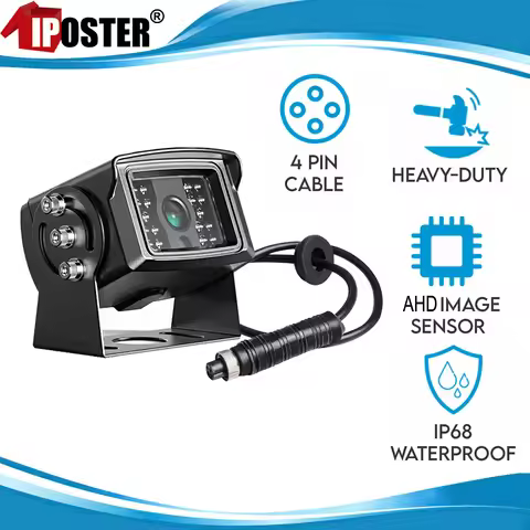 iPoster 4PIN Heavy Duty Metal Case 1080P AHD Sensor Rear View Camera Backup Reversing IR LED Waterpr