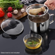 【 LCG5】-Stainless Steel Fat Separator 1L/4 Cup Grease Separator with Strainer and Glass Lid Soup Oil