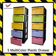 3 Tier 4 Tier 5 Tier Plastic Drawer Storage Cabinets Laci Plastik Rak Baju Pakaian (Mix Colour)