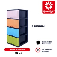 SunLife Almaz 4-Tier Wardrobe with Sturdy Plastic Drawer Shelves SNL-872-M4