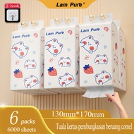 [6 PACKS] LamPure Hanging Cute Tissue  AIR-cushion Tissue Deluxe Comfort Tissue 4-Ply 1000 Sheets 2 