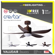 [SG Stock] Crestar 48/55” ValueAir ceiling fan+fast shipping, must-have for living room/bedroom