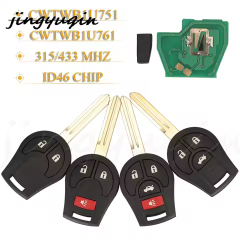 jingyuqin 2/3/4 Buttons Remote Car Key 315/433MHZ ID46 For Nissan CWTWB1U751 CWTWB1U761 1788D-WB1U75
