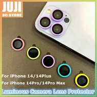 JUJI Luminous Lens Metal Protector Glass For iPhone 14 13 12 Pro Max mini Camera Lens Protector on iPhone 12 13pro 14plus 14pro max Film