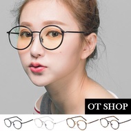 OT SHOP Metal Thin Frame Round Retro Wenqing Plain Glasses N49