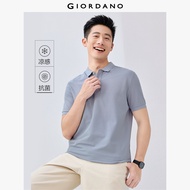 GIORDANO Men Polo Shirts Cooling Embossed Trim Collar Polo Shirts Short Sleeve Fashionable Casual Po