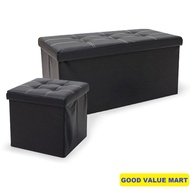 SG Home Mall ARLETA Foldable Storage Stool - Leather