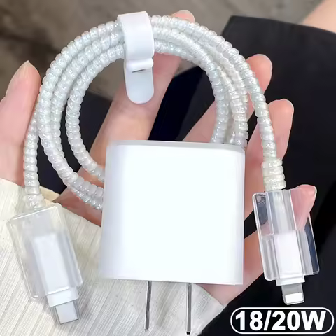 Transparent Cable Winder Protector for Apple IPhone 18W 20W Charger Cover Case Fast Charging Data Wi