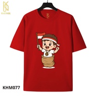 KAUNIX ADULT T-shirt (KHM077) August 2025 Indonesian Independence Day 3D T-shirt Screen Printed T-sh