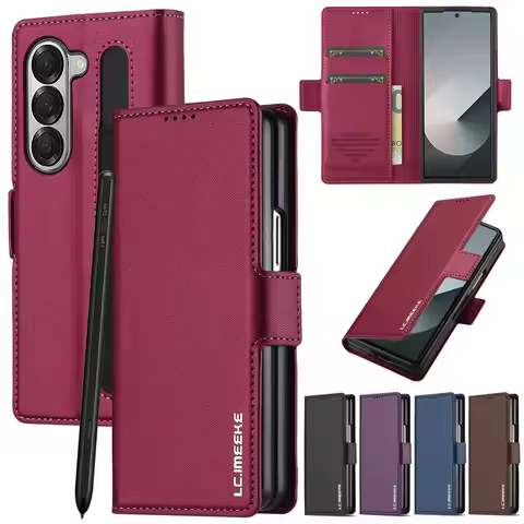 LC.imeeke Magnetic Flip Leather Phone Case for Samsung Galaxy Z Fold 7 6 5 4 3 5G Fold7 Fold6 Fold5 