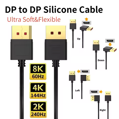 90 Degree Displayport Cable 1.4 8K 60Hz 4K 240Hz Display Port Cable Cord Compatible FreeSync G-Sync 