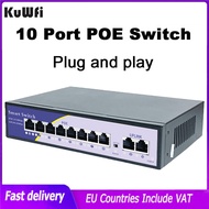 Kuwfi 10 Port POE Switch 8*100M POE Port+2*100M Uplink Port Network Switch Ethernet Switch For IP Ca