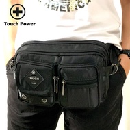 สต็อกพร้อมแล้ว! Touch Power Tough Warrior กระเป๋าคาดเอวชายกระเป๋าคาดอกกระเป๋าไนลอนหลายช่องสำหรับผู้ชาย