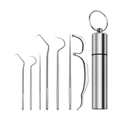 bộ xỉa răng inox-7pcs Dental Flosses Sticks Professional Stainless Steel Floss Set Portable Toothpic