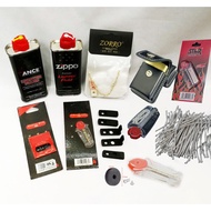 ZIPPO ACCESSORIES / Lighter Fluid, COTTON, FLINT, WICK, RUBBER FELT PAD, ALL KIND ZORRO, ZIPPO & Com