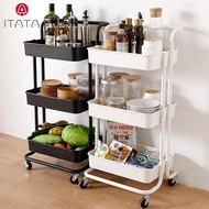 3 Layer Movable Trolley Rack Tier Multifunction Kitchen With Wheel Handle Shelf Organizer