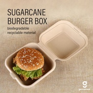 10/50/100PCS! 6inch Clamshell Burger Box Sugar Cane Pulp sugarcane bagasse F&B packaging