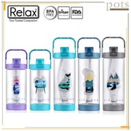 Relax BPA Free Tritan Large Sports Water Bottle Tumbler with Straw Carry Handle Botol Air 水罐 (1400ml