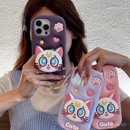 Cartoon AEKYUNG Cat Silicone Telescopic Bracket for Apple16promax Phone case16/15Anti-Fall13/14 VIRU