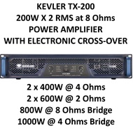 KEVLER TX-200 200W X 2 RMS POWER AMPLIFIER WITH CROSS-OVER