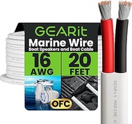 GearIT 16/2 Marine Wire (20 Feet) 16AWG Gauge - Tinned OFC Copper/Marine Grade Speaker Cable/Duplex 