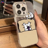 Cartoon Puppy Couple Mirror Cases For Samsung Galaxy S25 S24 S23 S22 S21 Plus S20 FE Note 20 Ultra F