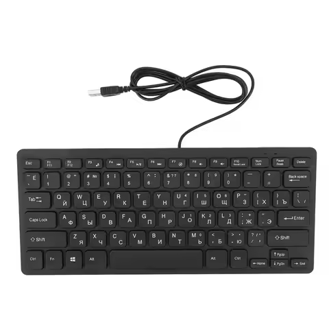 78 Keys Language Keyboard Plug and Play Russian/Arabic USB Wired Keyboard Thin Profile Ultra Slim Ke