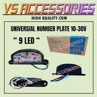 UNIVERSIAL NUMBER PLATE 10-30V " 9 LED "