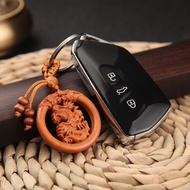 High-End Fashion Zodiac Mahogany Keychain Double-Sided Engraving Zodiac Patronus Pendant Car Keychai