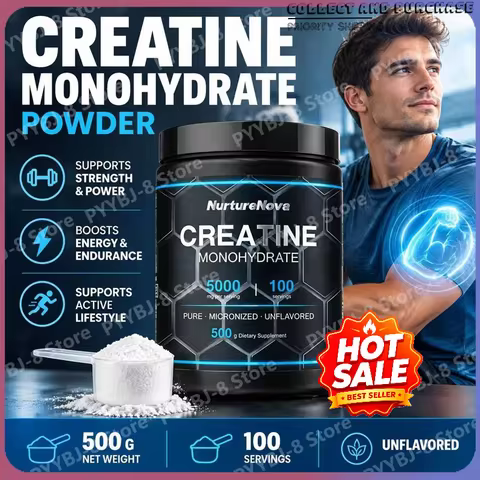 Micronized Creatine Monohydrate Powder Unflavored Non-GMO 500g Jar 100 Servings for Adult Sports Per