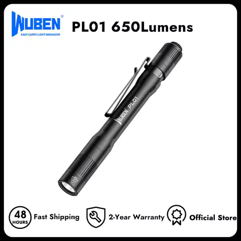 WUBEN PL01 Pen Light, 650 Lumens Pocket EDC Flashlight Rechargeable, IP68 waterproof, Compatible 2 A