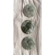 Burmese jade pendant type A round shape carved fox 9 tails