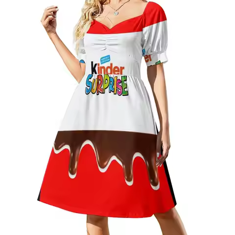 Kinder Sweets Short Sleeved Dress Aesthetic clothing Women's summer long dress Dress