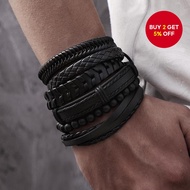 6 Piece Woven Leather Bracelet Set for Men Women Unisex Handmade Jewelry Gift