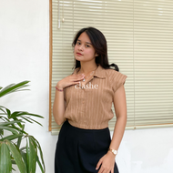 Baju Blouse Wanita Atasan Lengan Pendek Lady Crush Crinkle Anti Lecek Korean Style Kekinian Terbaru 