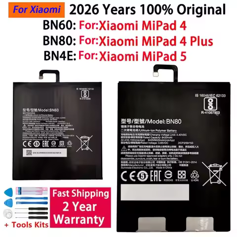 2026 Years 100% Original BN60 BN80 BN4E For Xiao Mi Tablet Battery For Xiaomi Pad4 Pad 4 Plus Mipad4