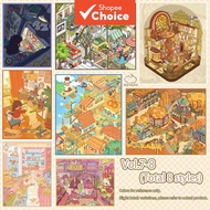 HEYBAO Series 7 & 8 - 8-Piece DIY 3D Landscape & Pocket House Scene Sticker Books, for Kids & Studen