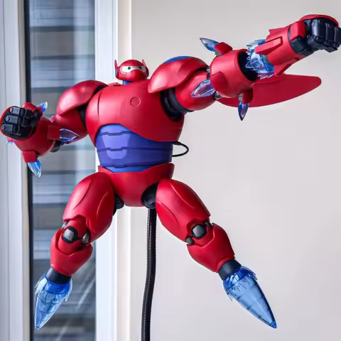 GONG Big Hero 6 Baymax Assembly 18CM Movable Action Figures Mecha Battle Mode Joint Movable Anime Mo