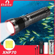 XHP70 Diving Flashlight Professional Underwater  Waterproof LED White/Yellow Light Fishing