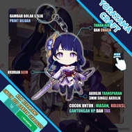 Gantungan Kunci Raiden Shogun Genshin Impact, Keychain Anime Lucu