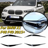 2pcs Glossy Black Eyebrows for BMW X1 F48 F49 2015 2016-2022 Headlight Eyelids Lids ABS Plastic Body