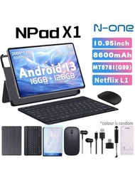 N-One NPad X1 Android平板電腦 / CPU G99 2.2Ghz /16GB（8+8）RAM+128GB Rom/ 10.98英寸 2000X1200屏幕 / 5G WIFI+4G LTE / 8600mah電池 / Type-C / 8MP+ ()20MP相機 / 免費皮套，鍵盤，電纜，OTG，耳機，滑鼠，玻璃，筆，支架（無適配器）