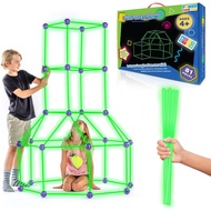 Fun Forts Glow Fort Building Kit for Kids - 81 Pack Glow in The Dark STEM Building